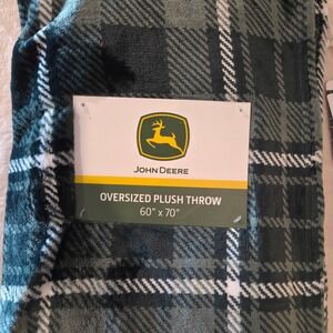 John Deere Plush Throw 60x70 Green New Plaid Oversized Fleece Blanket